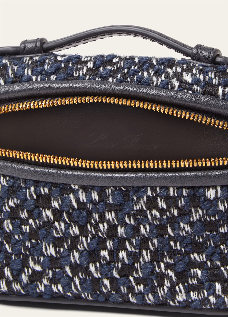 Pingente de bolso extra em algodão, preto cobalto/azul marinho/dourado.