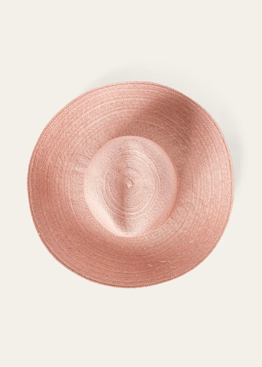 Chapéu de palha Akemi com flor de magnólia