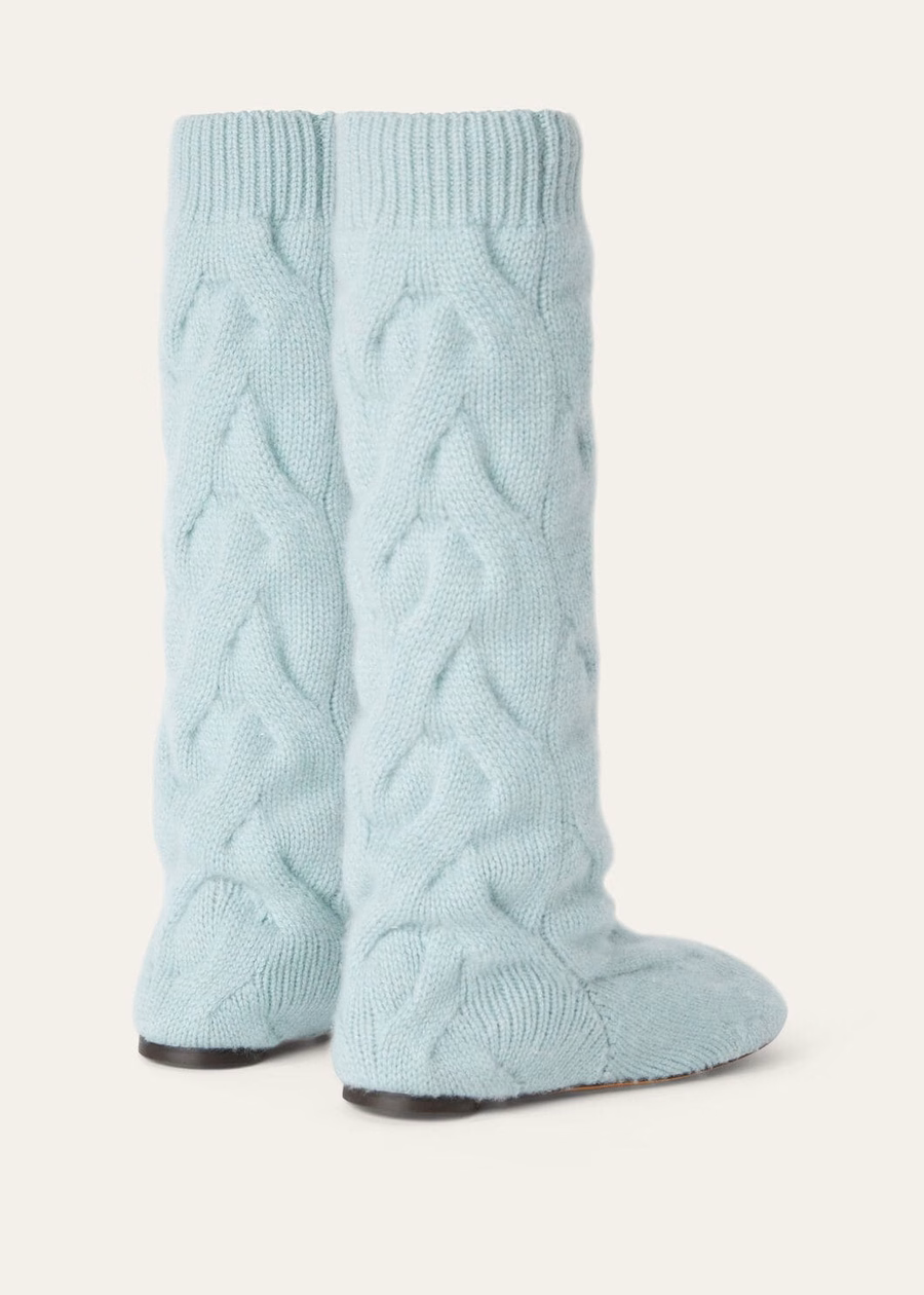 Pantufas de caxemira para bebê, modelo casulo, Langhe Verde Mesclado