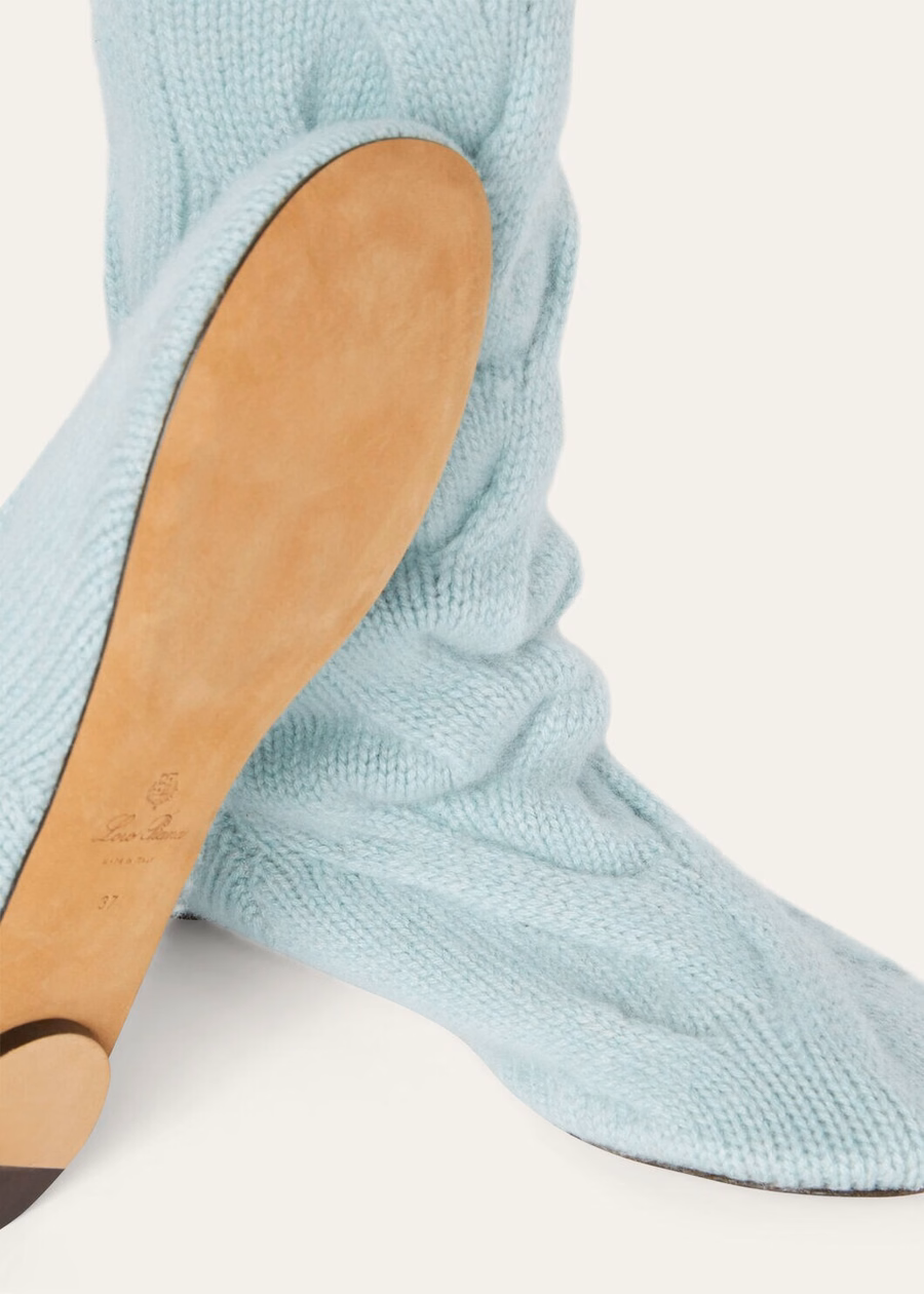 Pantufas de caxemira para bebê, modelo casulo, Langhe Verde Mesclado