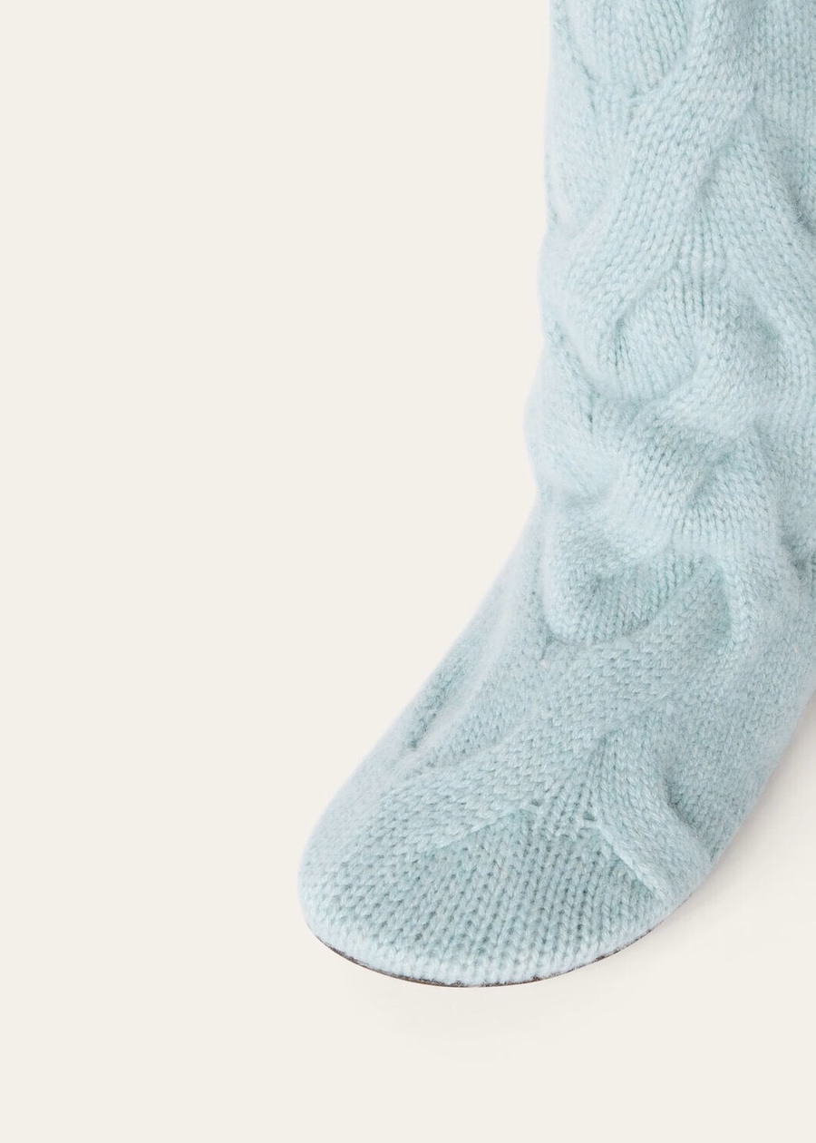 Pantufas de caxemira para bebê, modelo casulo, Langhe Verde Mesclado