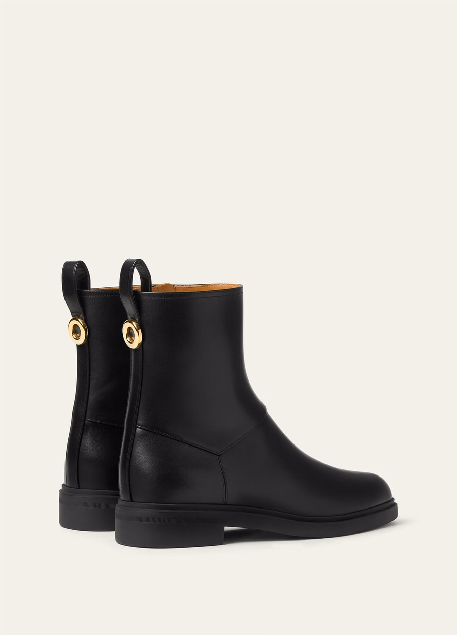 Botas de cano curto Kilda em pele de vitelo preta