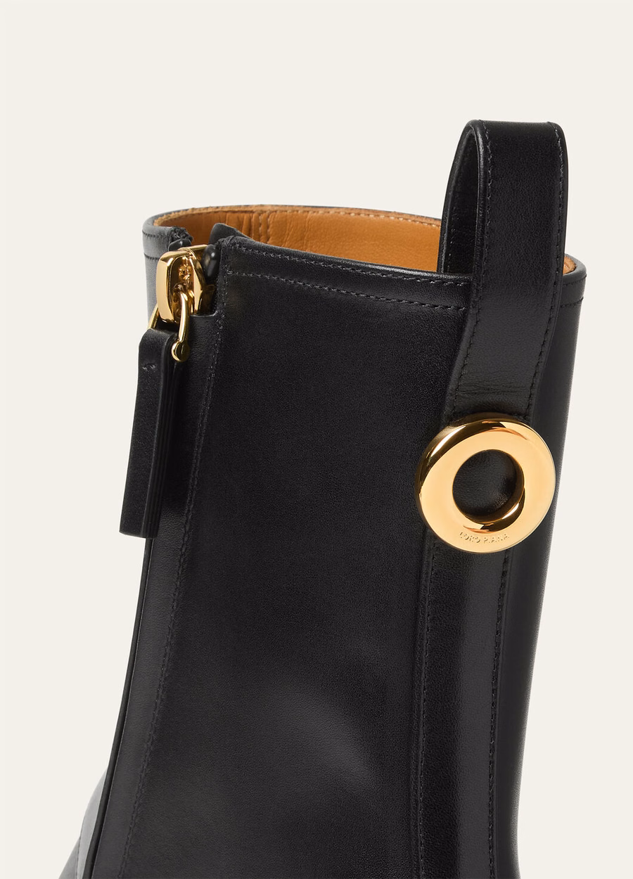 Botas de cano curto Kilda em pele de vitelo preta
