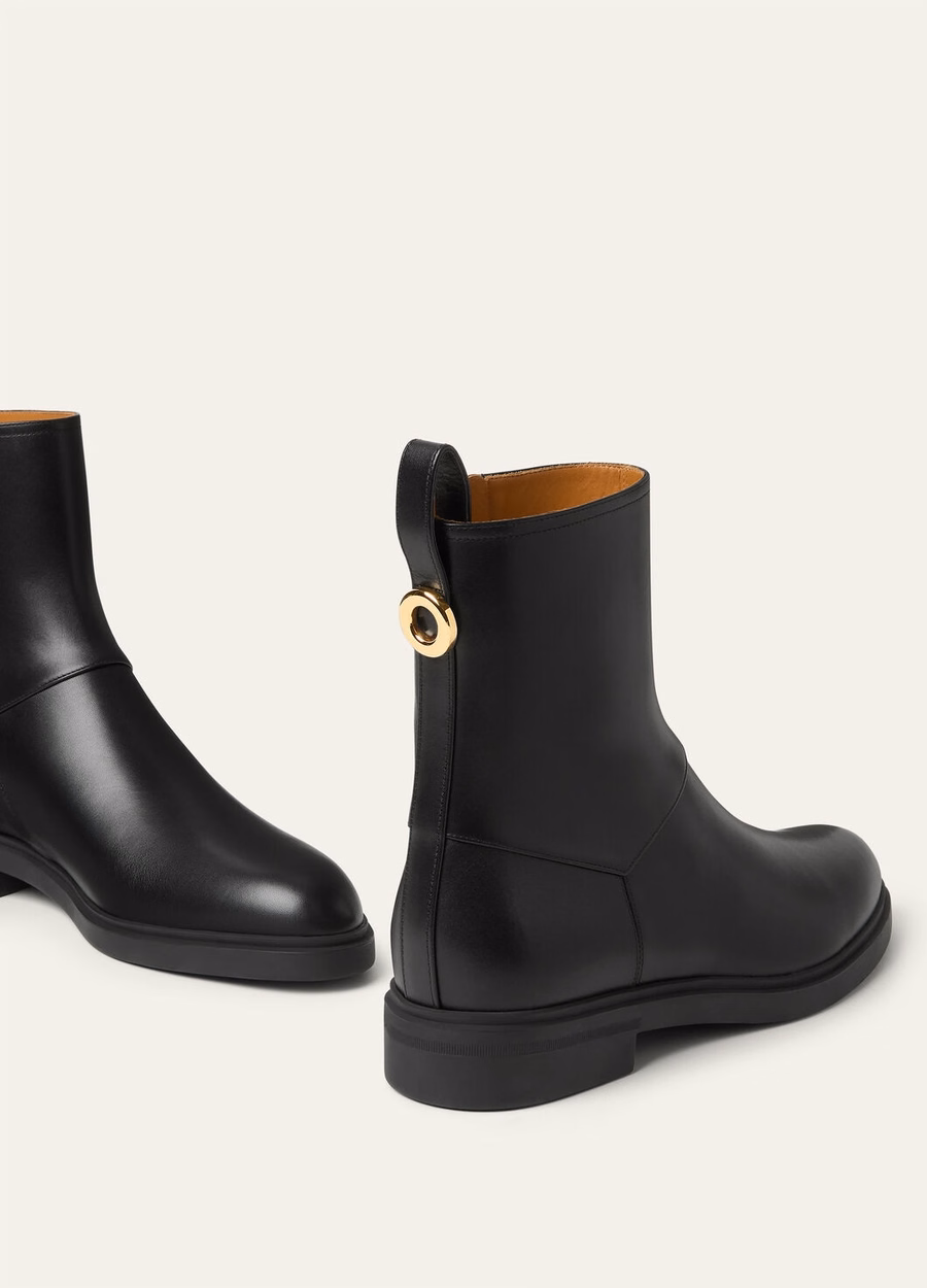 Botas de cano curto Kilda em pele de vitelo preta