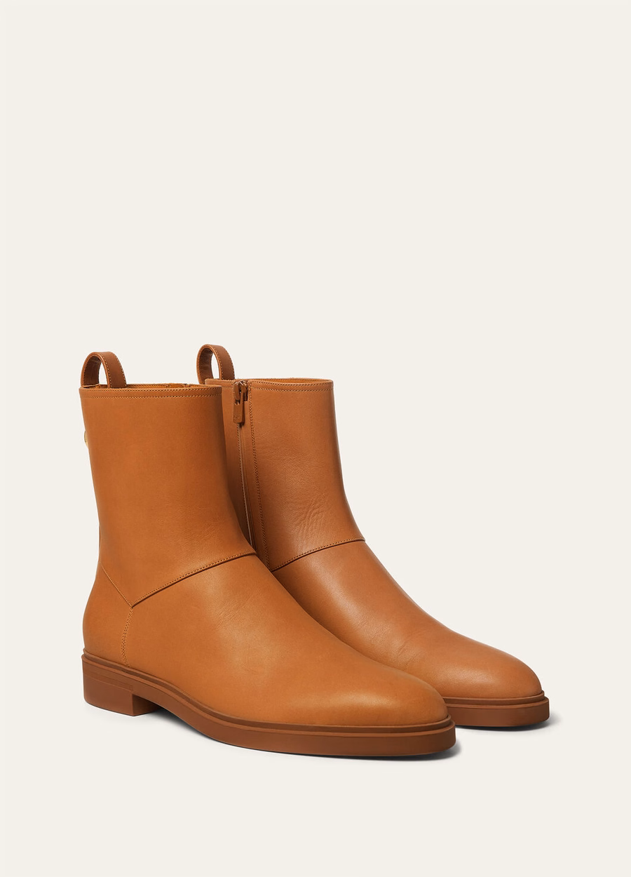 Botas de cano curto Kilda em pele de vitelo curtida dourada