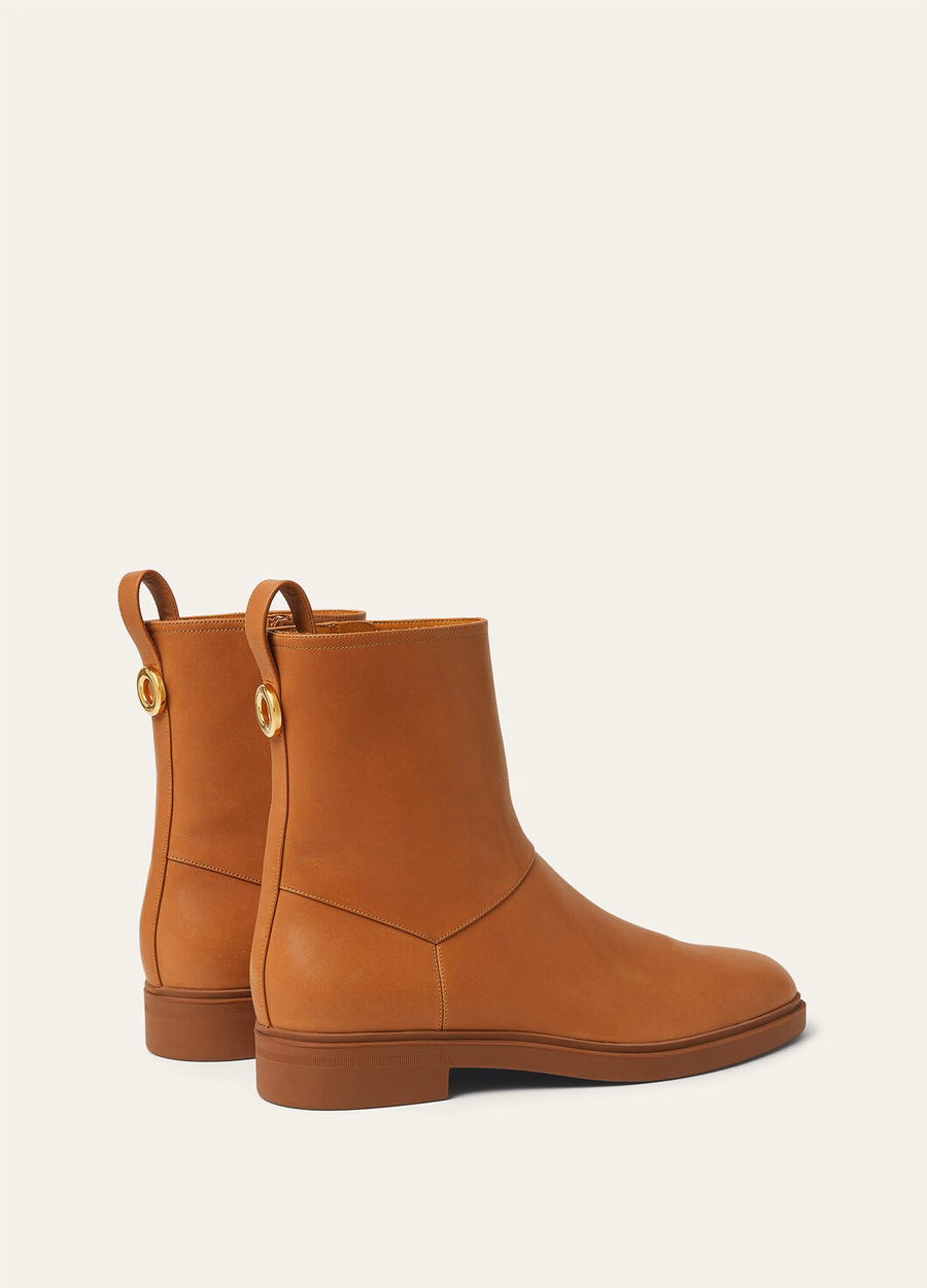 Botas de cano curto Kilda em pele de vitelo curtida dourada