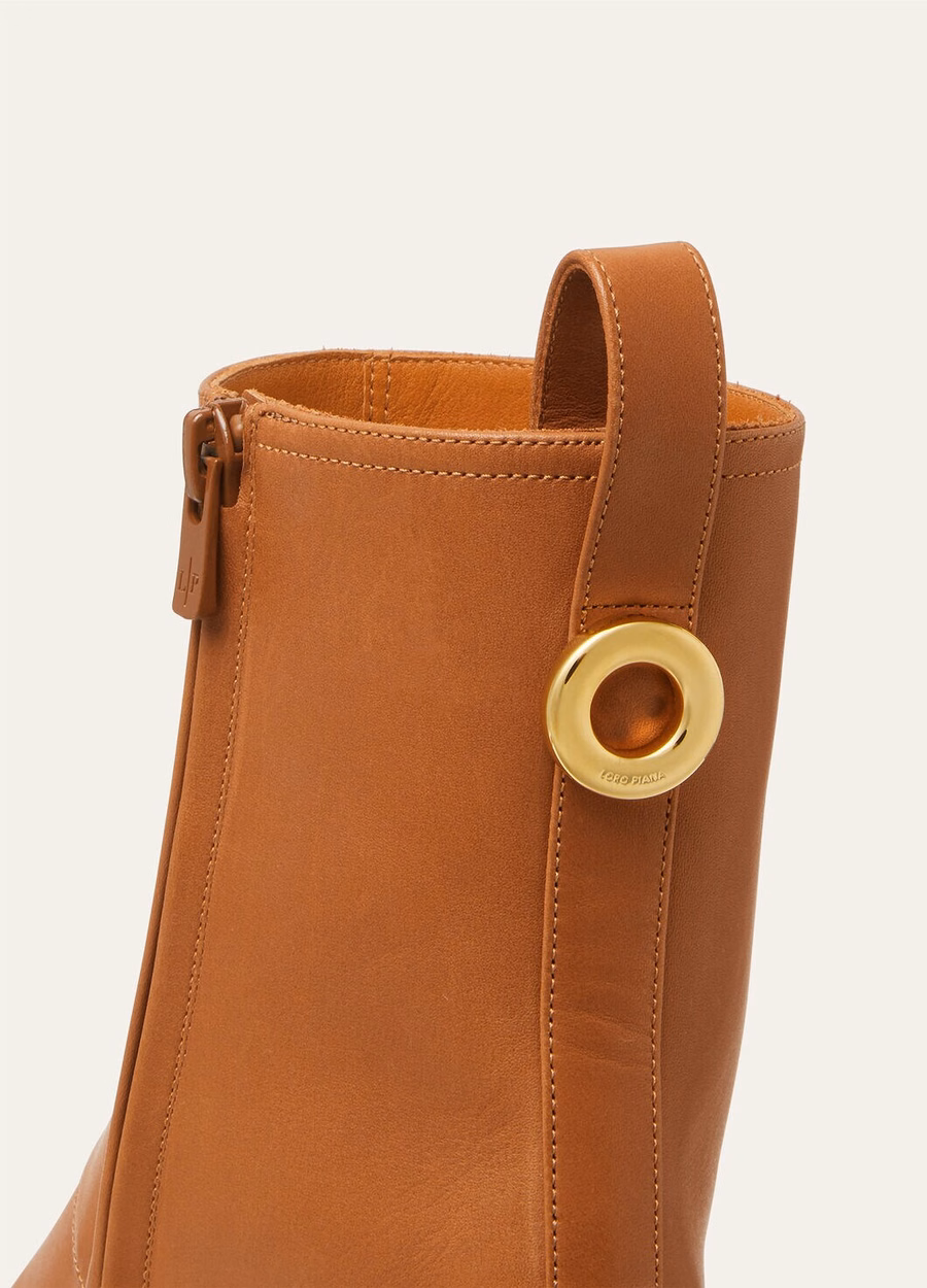 Botas de cano curto Kilda em pele de vitelo curtida dourada
