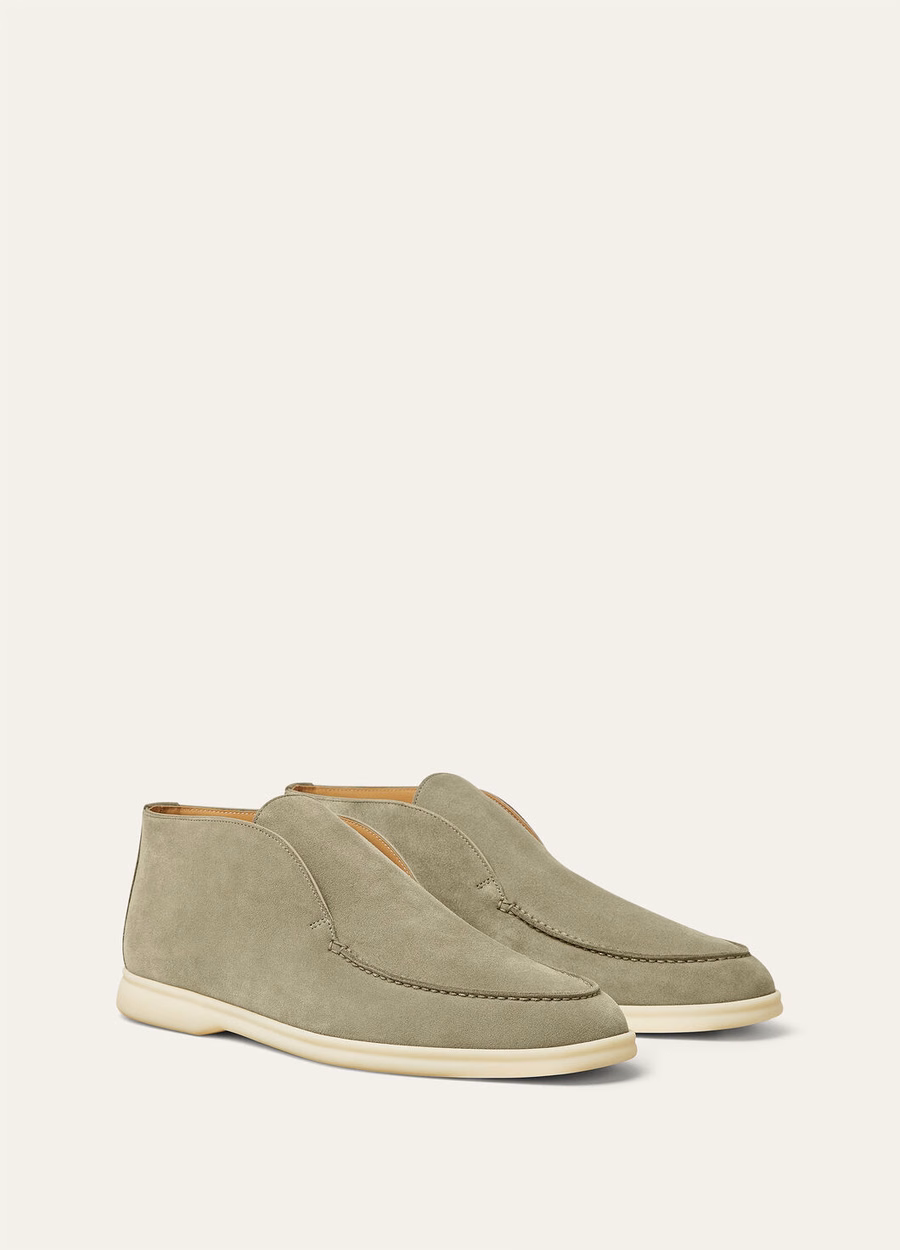 Botas de cano curto Open Walk em camurça, cinza chumbo