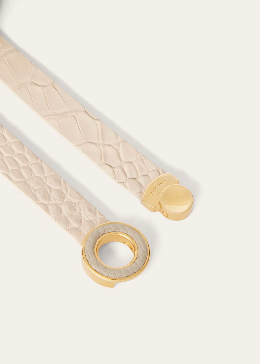 Pulseira de couro de crocodilo com raiz de lótus/Nilo Verde