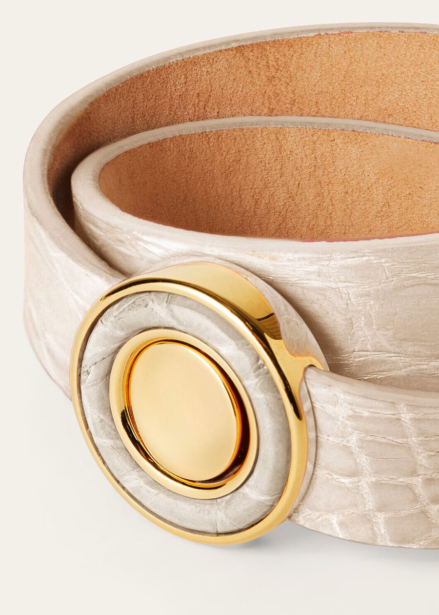 Pulseira de couro de crocodilo com raiz de lótus/Nilo Verde