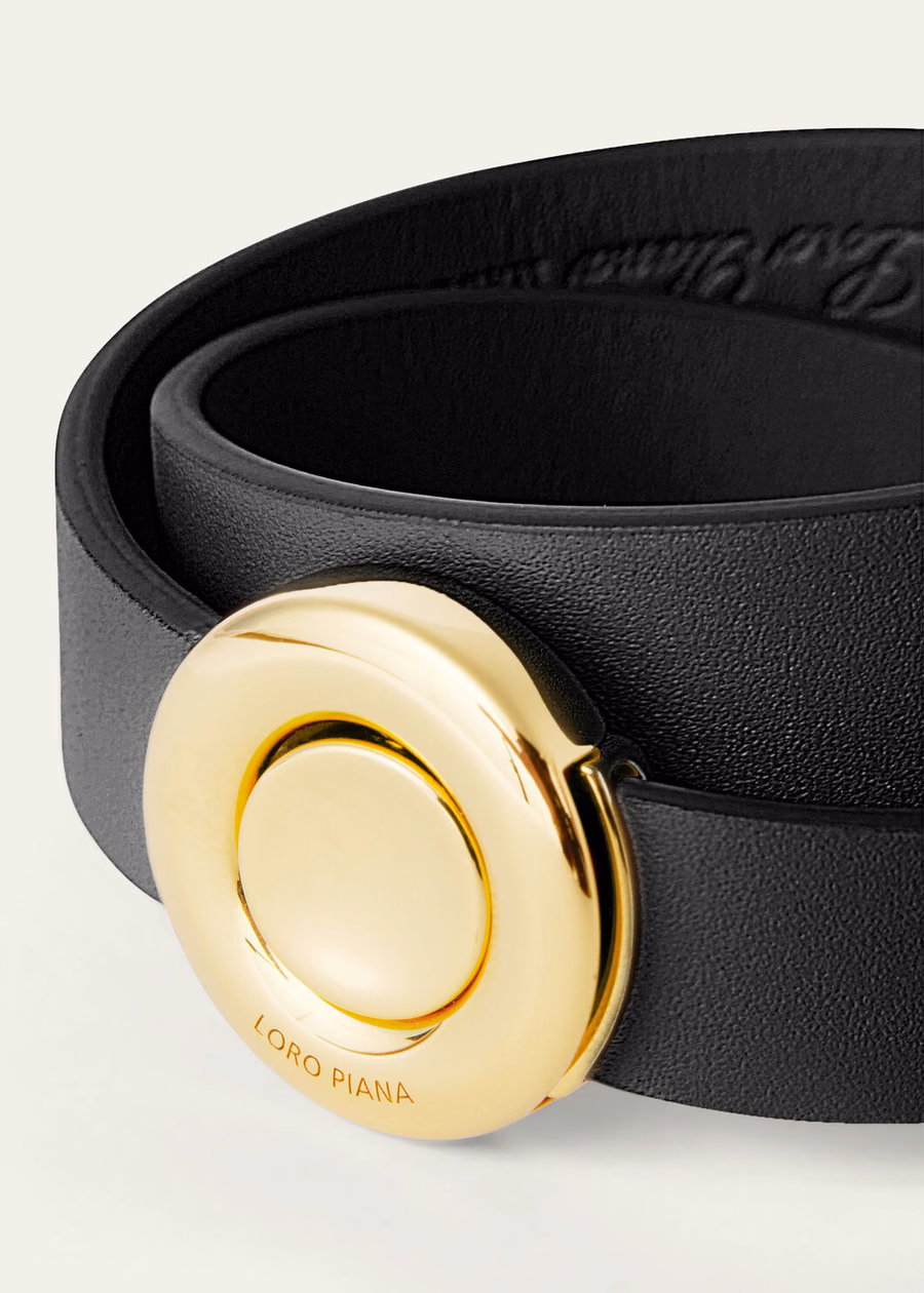 Pulseira de couro de bezerro preto