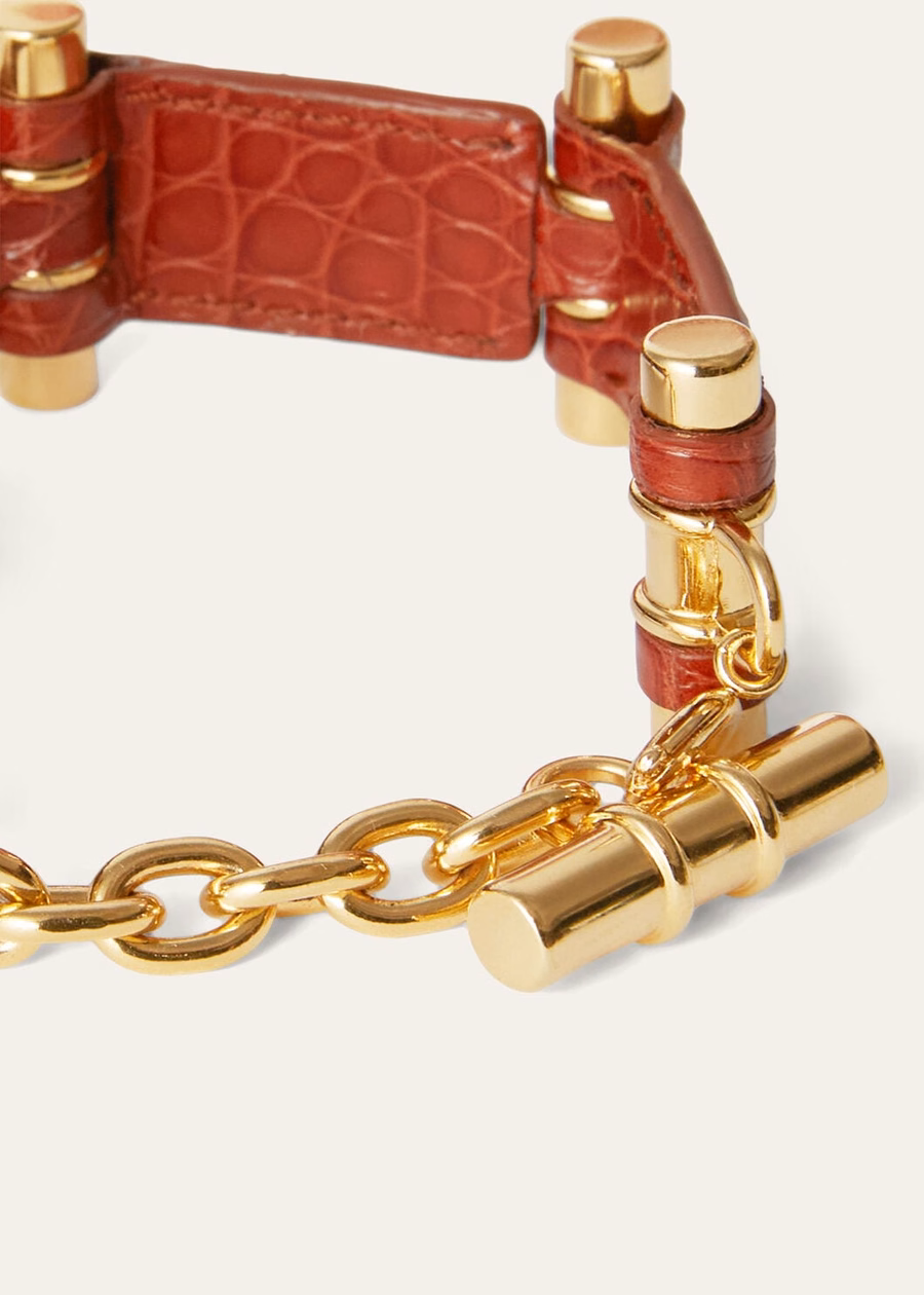 Pulseira Deep Kummel em couro de crocodilo com fecho de pressão