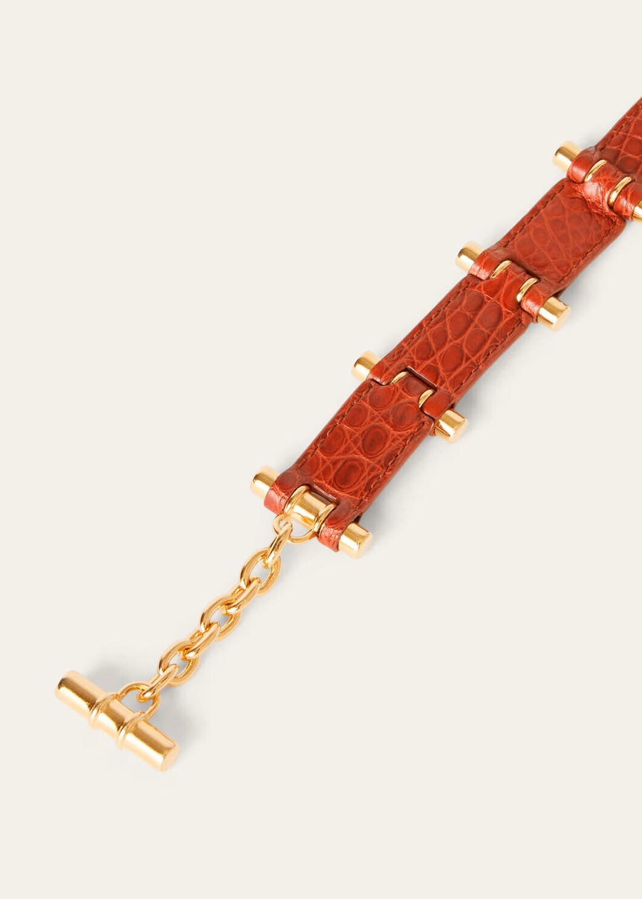 Pulseira Deep Kummel em couro de crocodilo com fecho de pressão