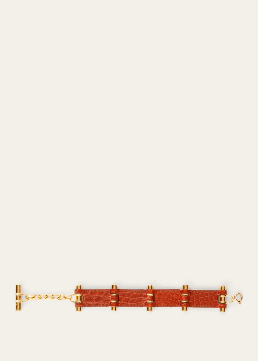 Pulseira Deep Kummel em couro de crocodilo com fecho de pressão