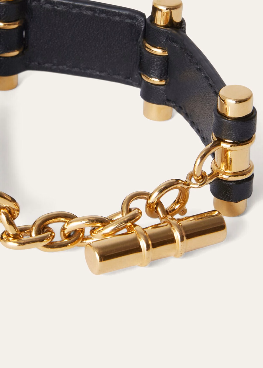 Pulseira Bale em pele de bezerro preta