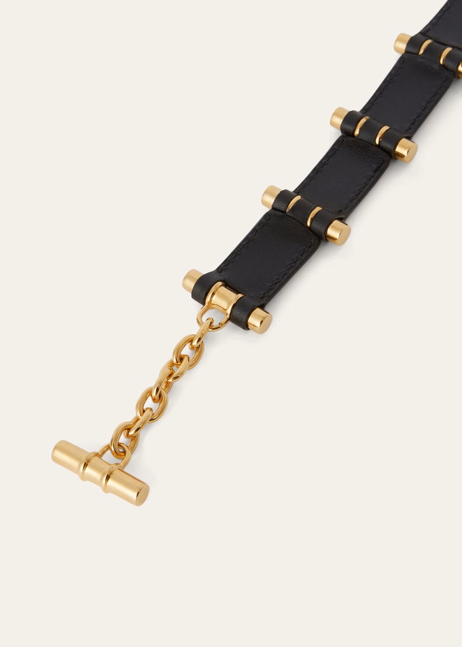 Pulseira Bale em pele de bezerro preta