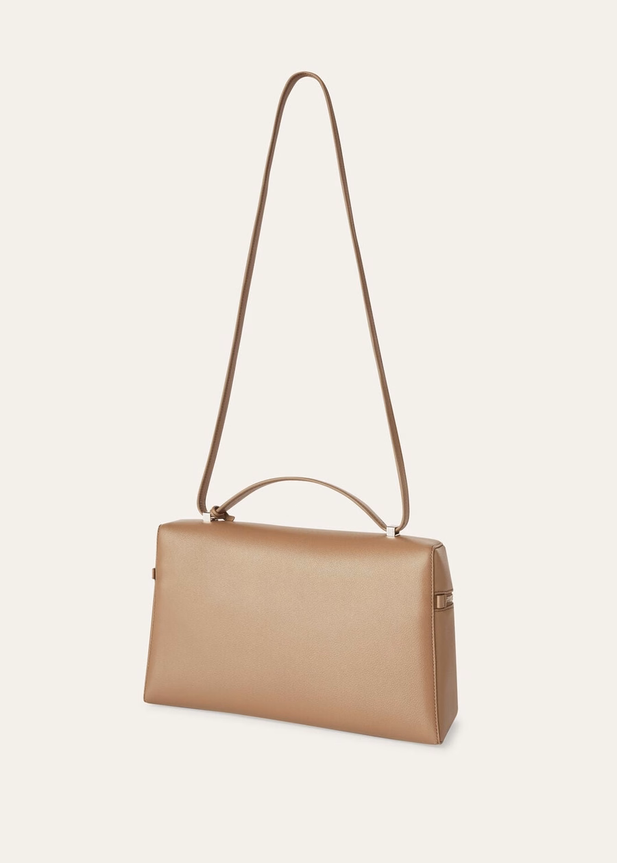 Bolsa adicional L27 em pele de vitelo quente com textura de mástique/prata antiga