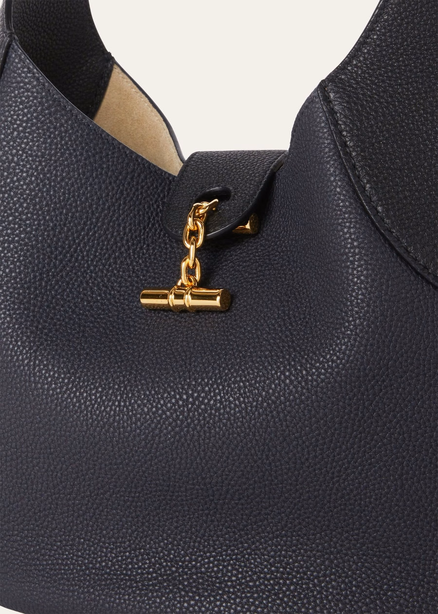 Bolsa Bobbin Média em Couro de Bezerro Azul Marinho/Preto/Dourado