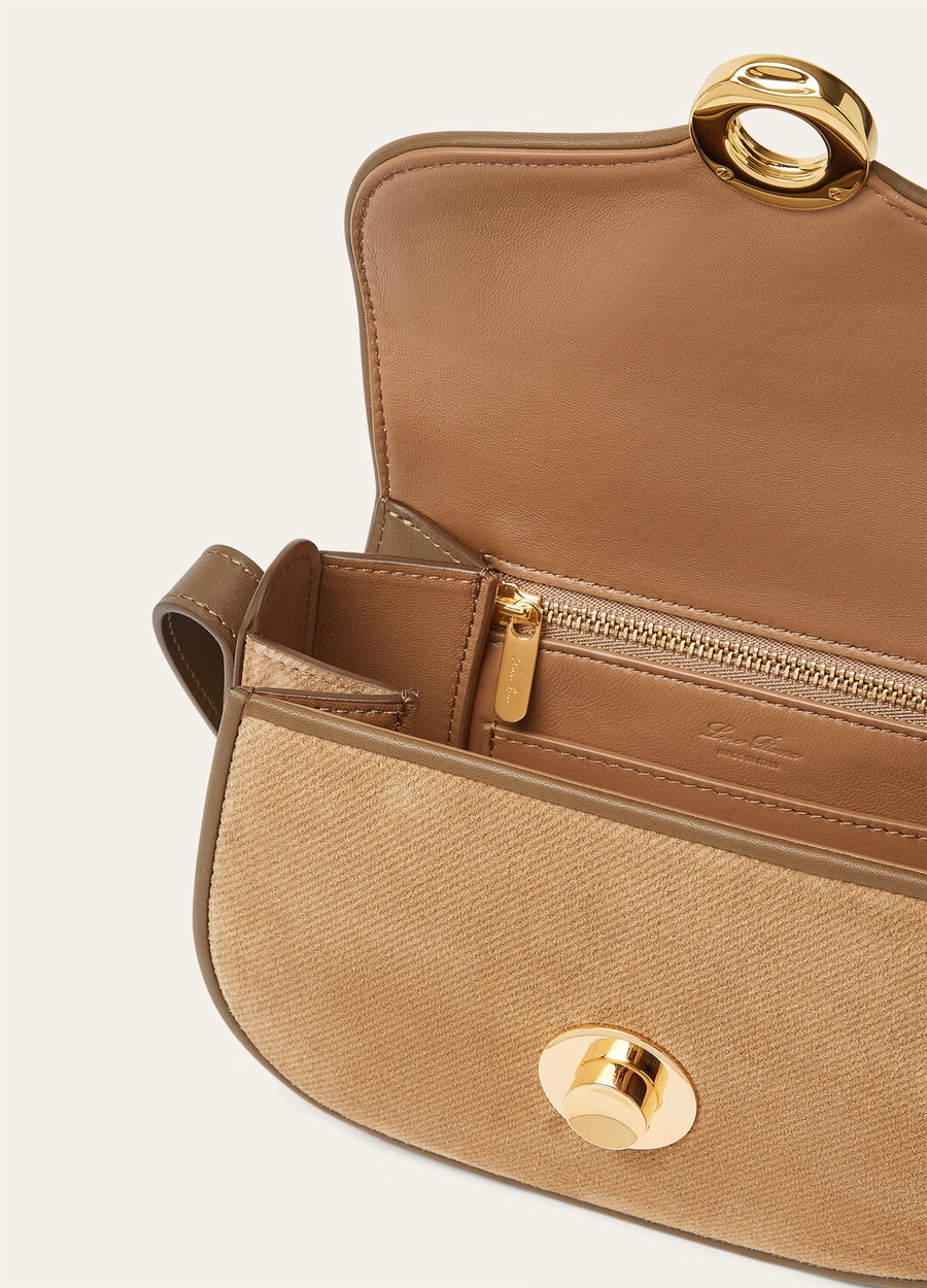 Mini Bolsa Ghiera em Couro de Bezerro Castanho Dourado/Alcaparras Salgadas/Sol Dourado