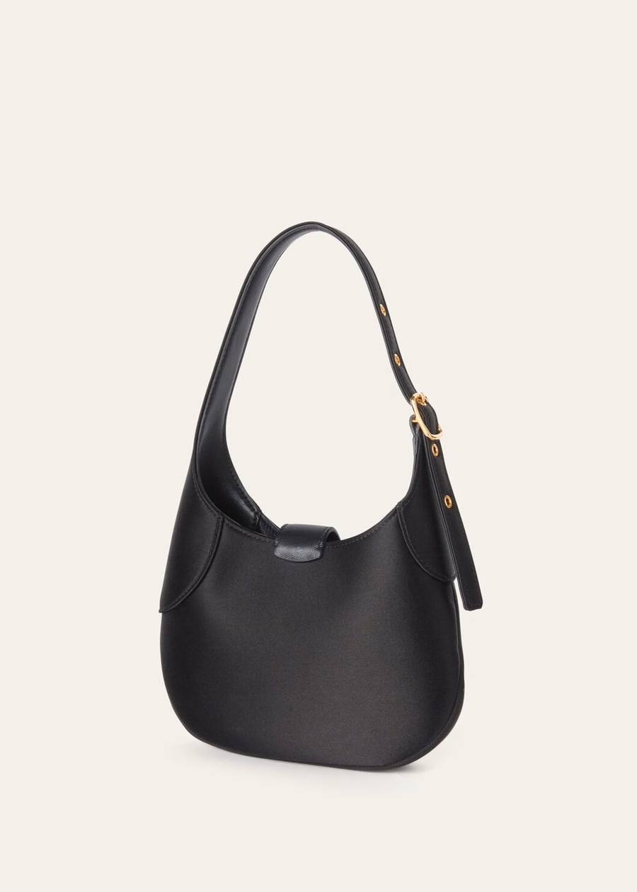 Bolsa mini Bobbin de seda e cashmere preta