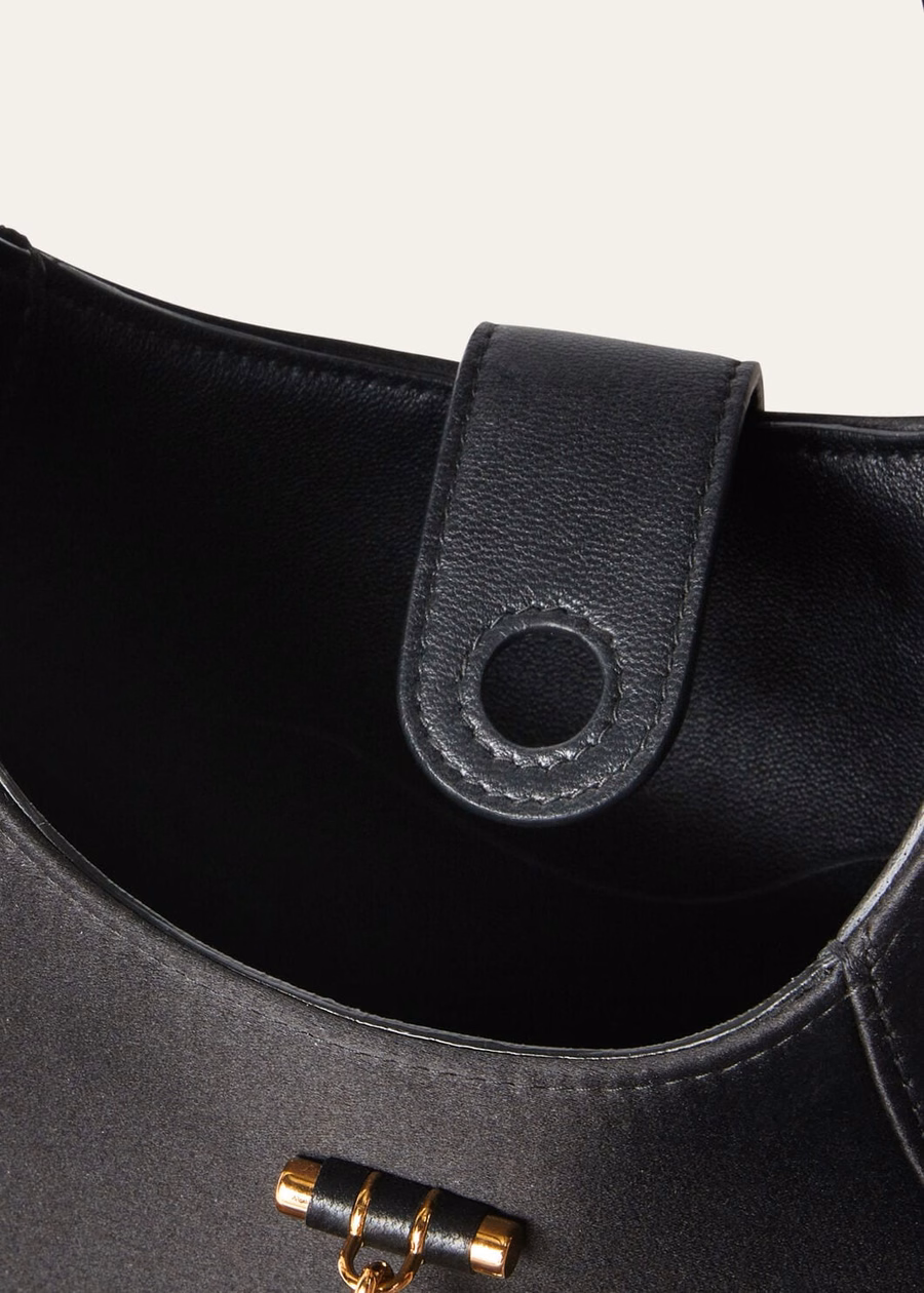 Bolsa mini Bobbin de seda e cashmere preta