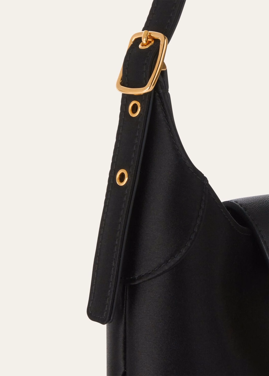 Bolsa mini Bobbin de seda e cashmere preta