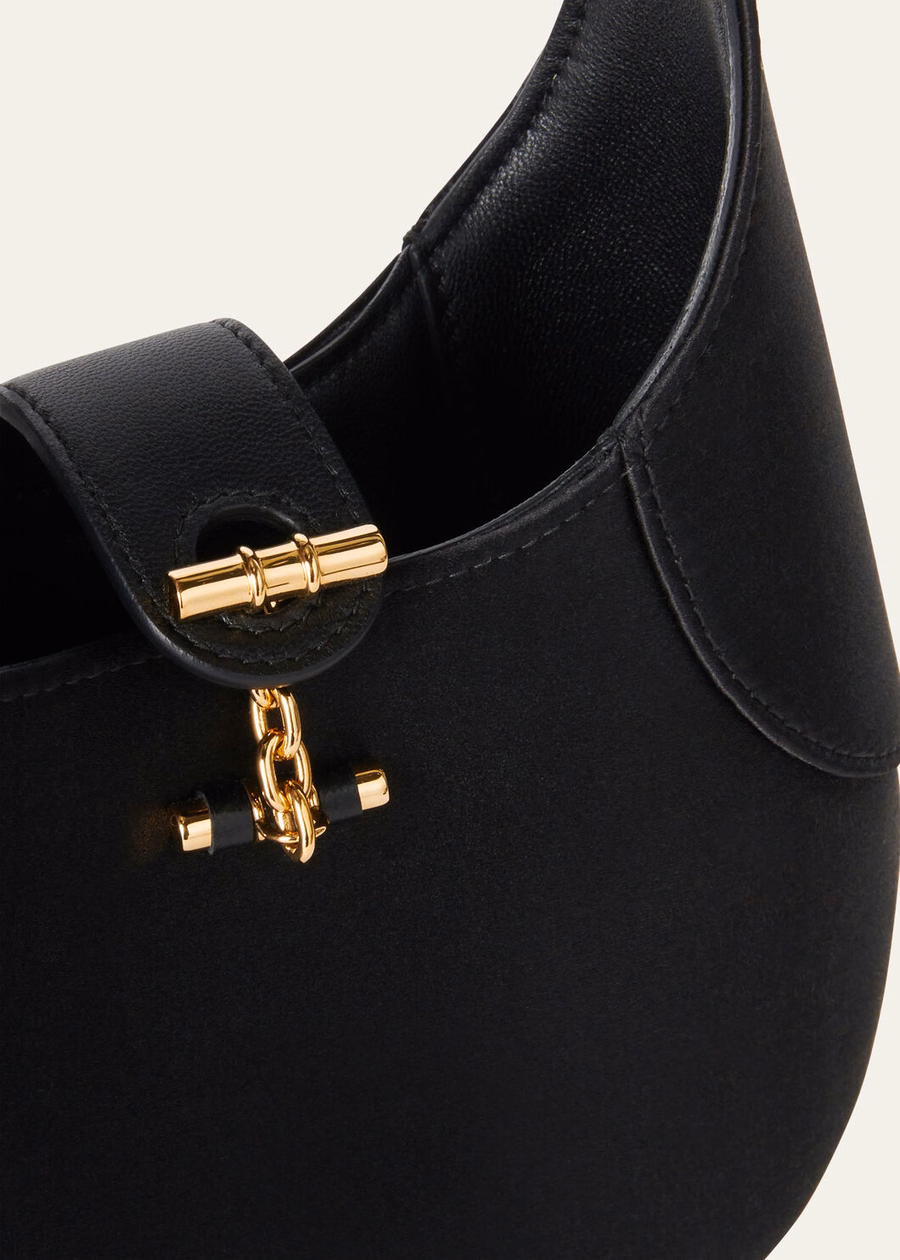 Bolsa mini Bobbin de seda e cashmere preta