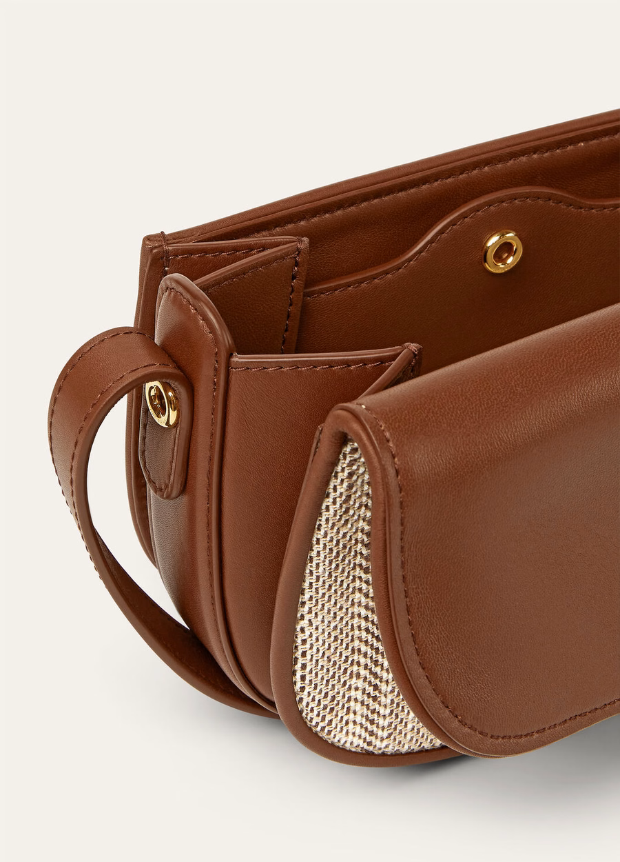 Mini Bolsa Giera Venice Bricola em Seda/Branca/Golden Beach/Intense Espresso/Sun Gold
