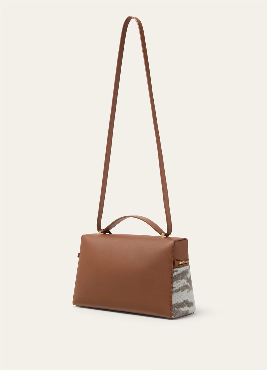 Bolsa extra L27 Cashmere Lã virgem Cinza Nebuloso/Pedra de Inverno/Toupeira/Dourado