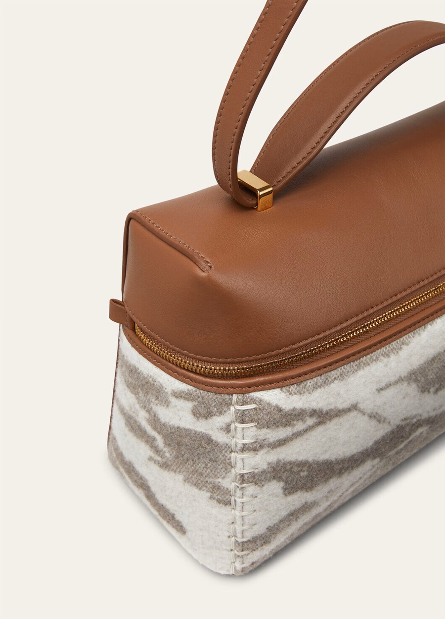 Bolsa extra L27 Cashmere Lã virgem Cinza Nebuloso/Pedra de Inverno/Toupeira/Dourado