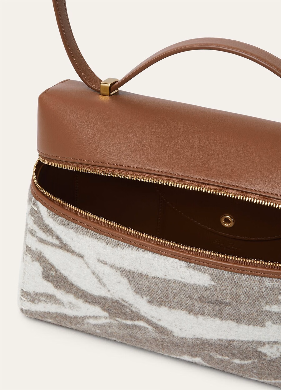 Bolsa extra L27 Cashmere Lã virgem Cinza Nebuloso/Pedra de Inverno/Toupeira/Dourado