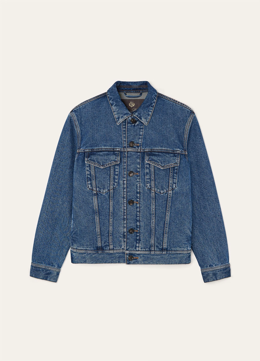 Jaqueta Tulus em denim e seda azul lavada