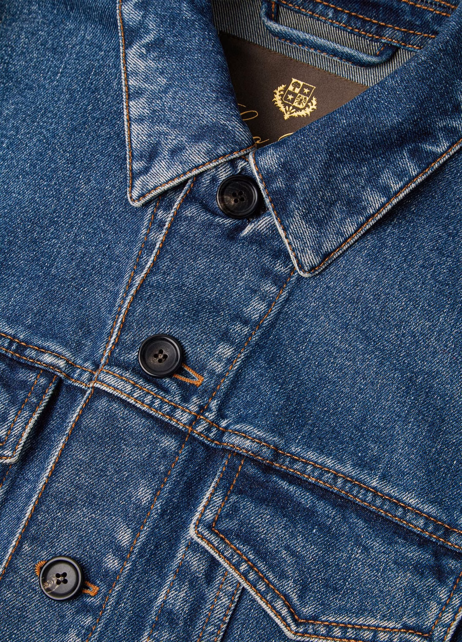 Jaqueta Tulus em denim e seda azul lavada