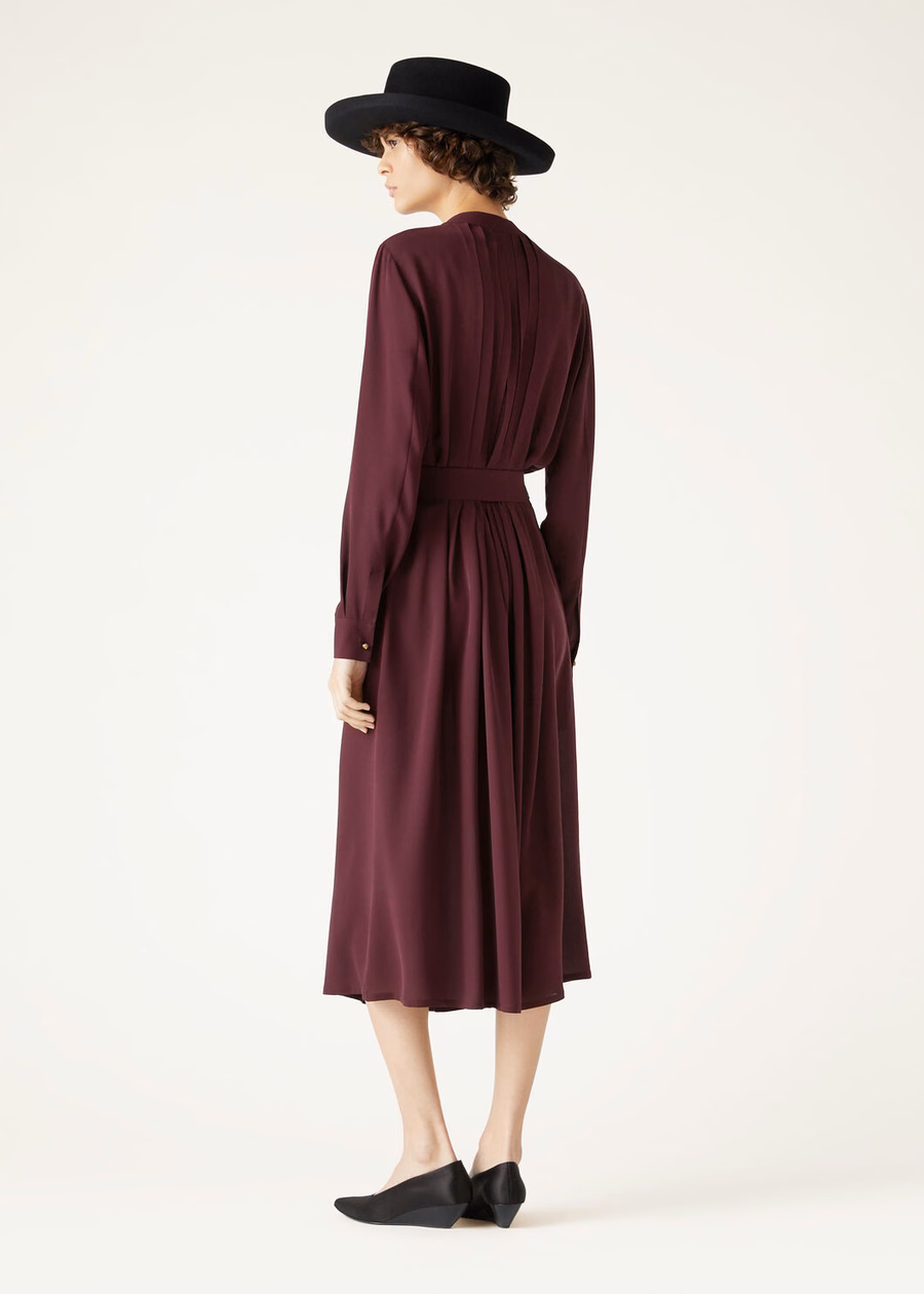 Vestido Hattie de seda cor vinho profundo
