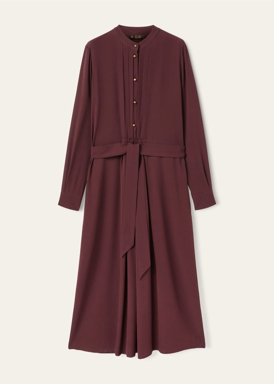 Vestido Hattie de seda cor vinho profundo