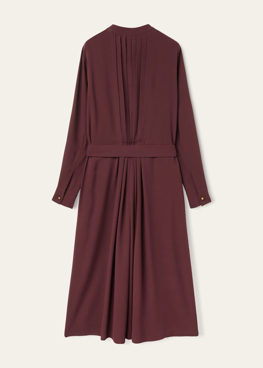 Vestido Hattie de seda cor vinho profundo