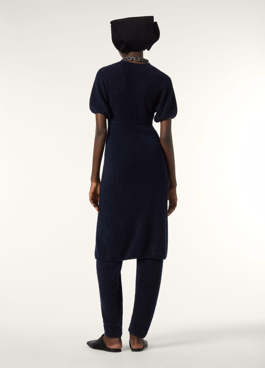 Vestido Pella de seda e cashmere azul clássico