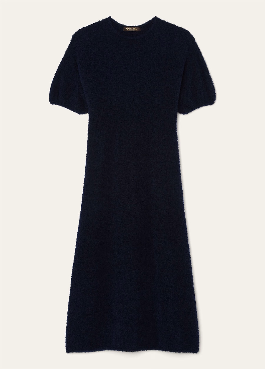Vestido Pella de seda e cashmere azul clássico