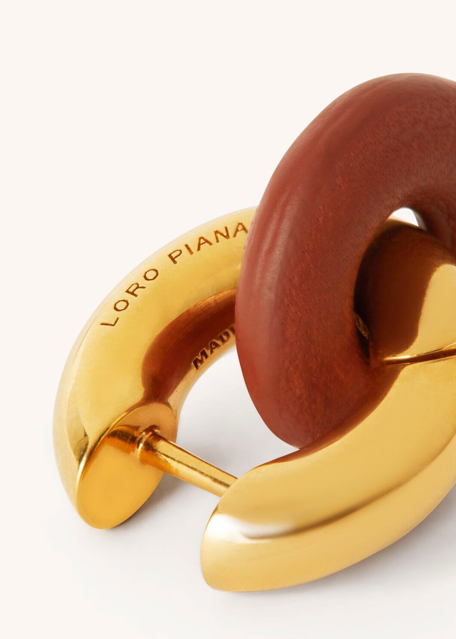 Brincos de argola dupla com detalhes em latão profundo Kummel/Sun Jewelry Gold