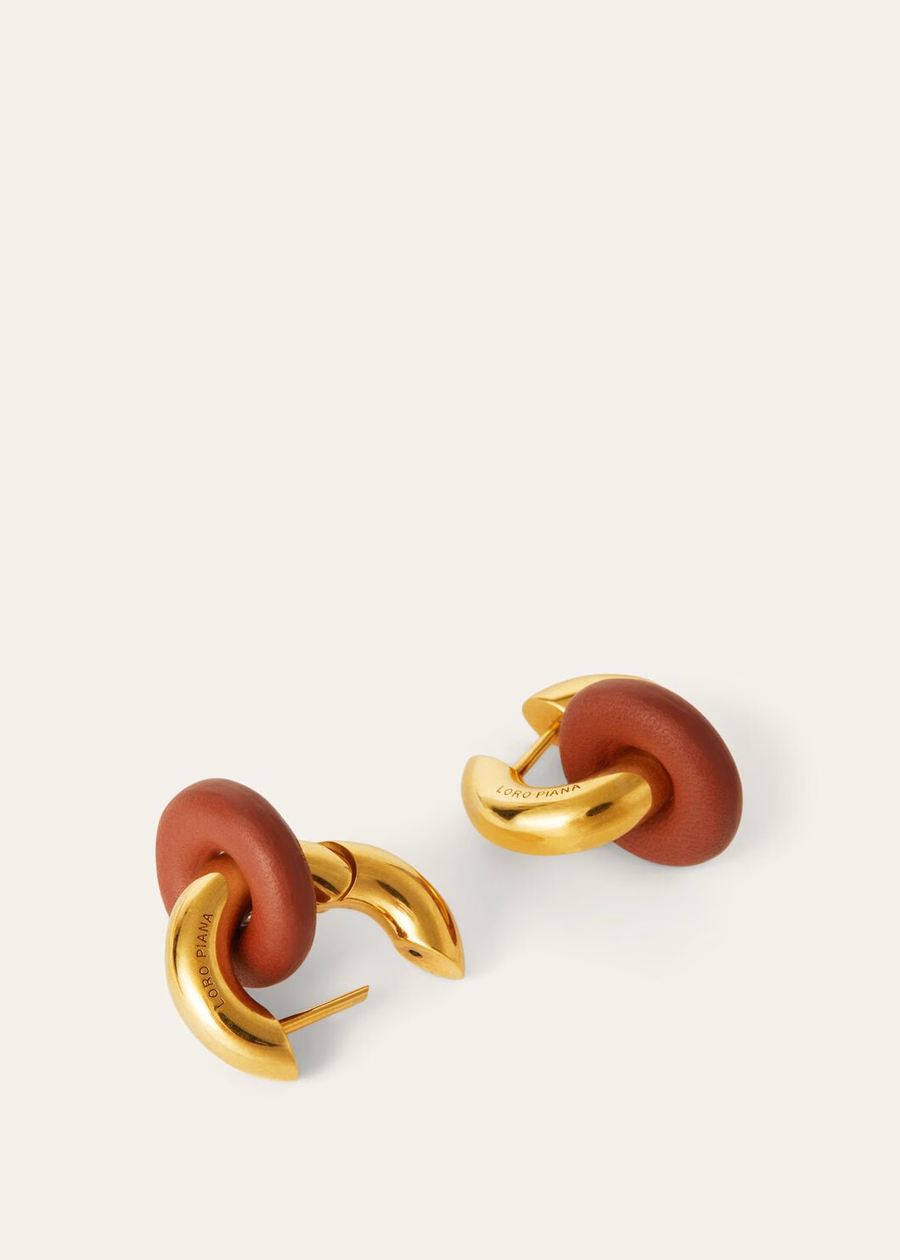 Brincos de argola dupla com detalhes em latão profundo Kummel/Sun Jewelry Gold