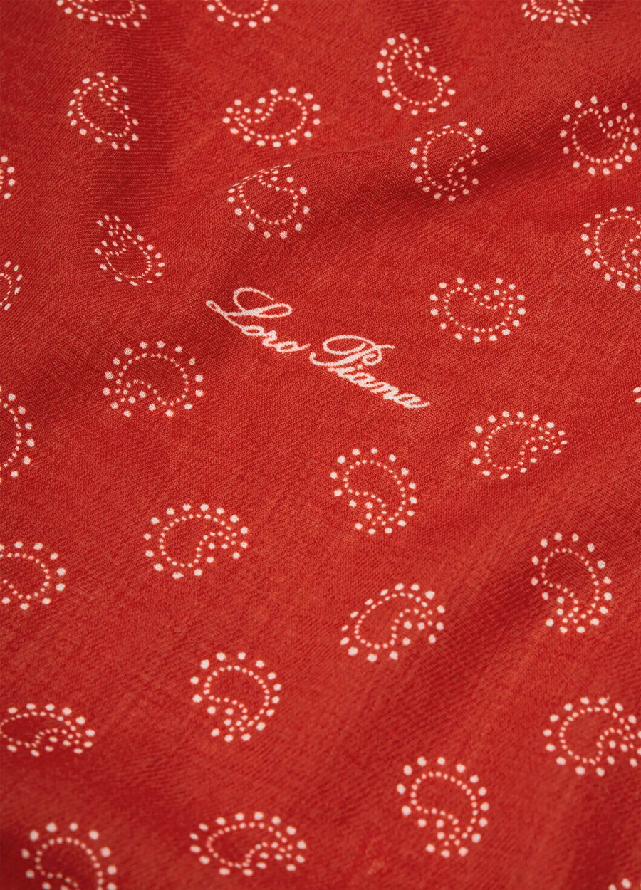 Bandana de lã vermelha e branca
