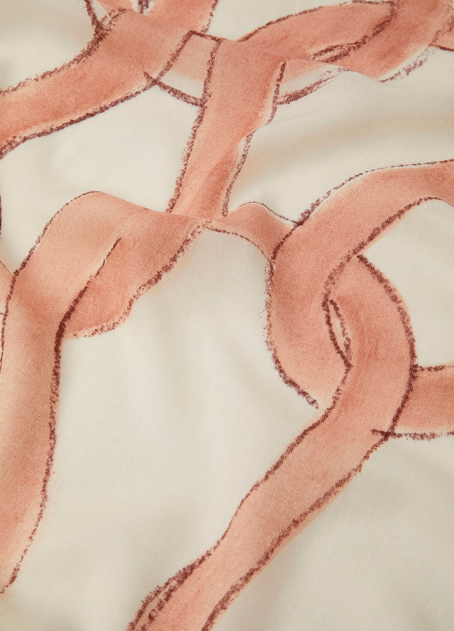 Punto Rasato Foulard Seda Caxemira Papiro/Cameo Rosa