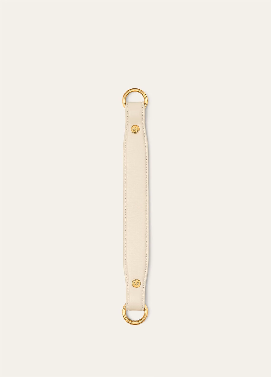 Loro Piana Handle Foulard em couro de bezerro, cor Whisper White/Sun Gold