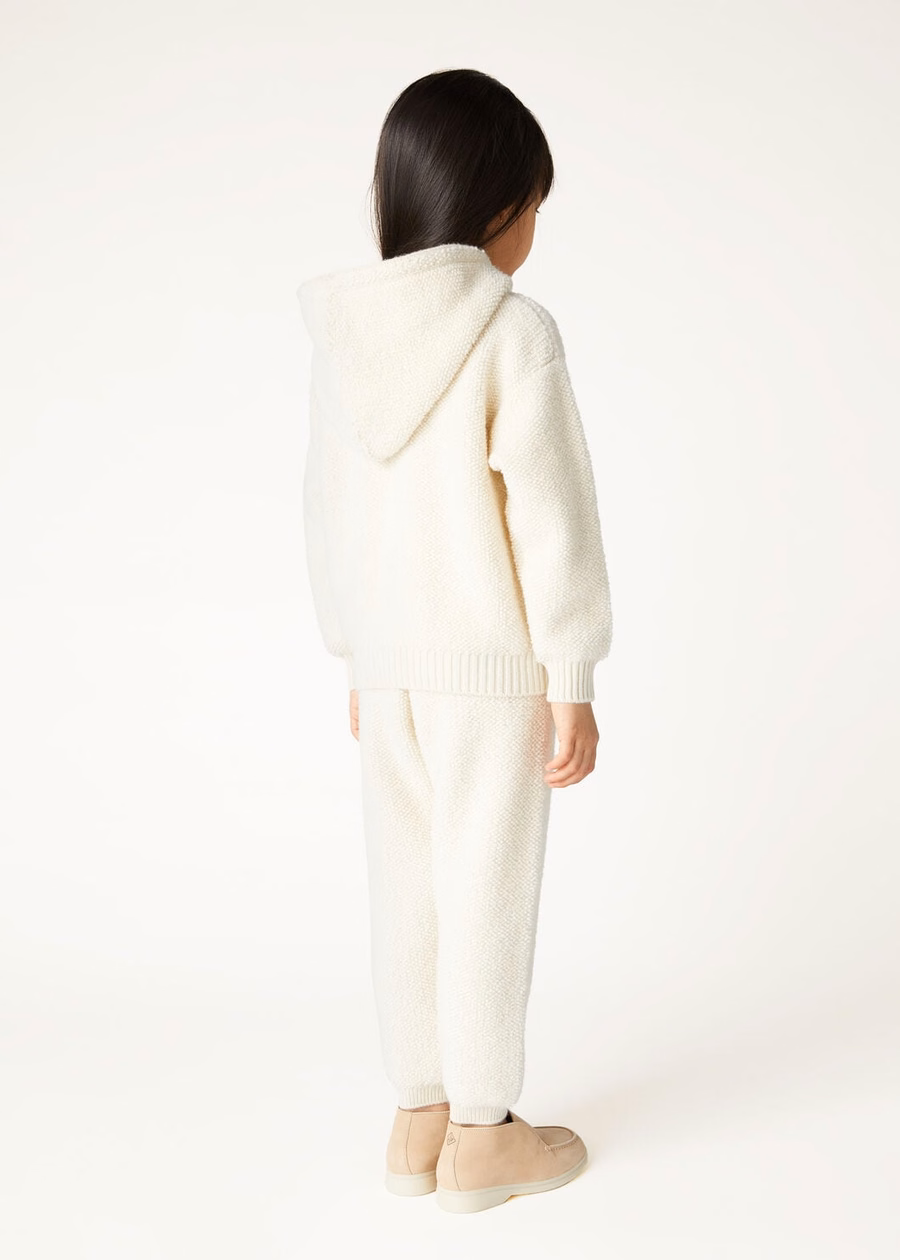 Calças encaracoladas infantis em cashmere cor nougat
