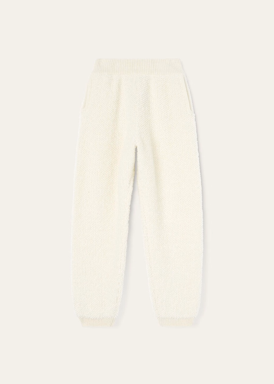 Calças encaracoladas infantis em cashmere cor nougat