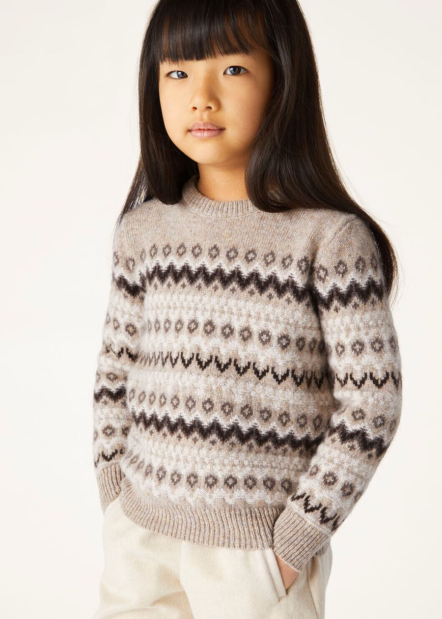 Camiseta infantil Alpe Pile de cashmere bege/metálica sombreada