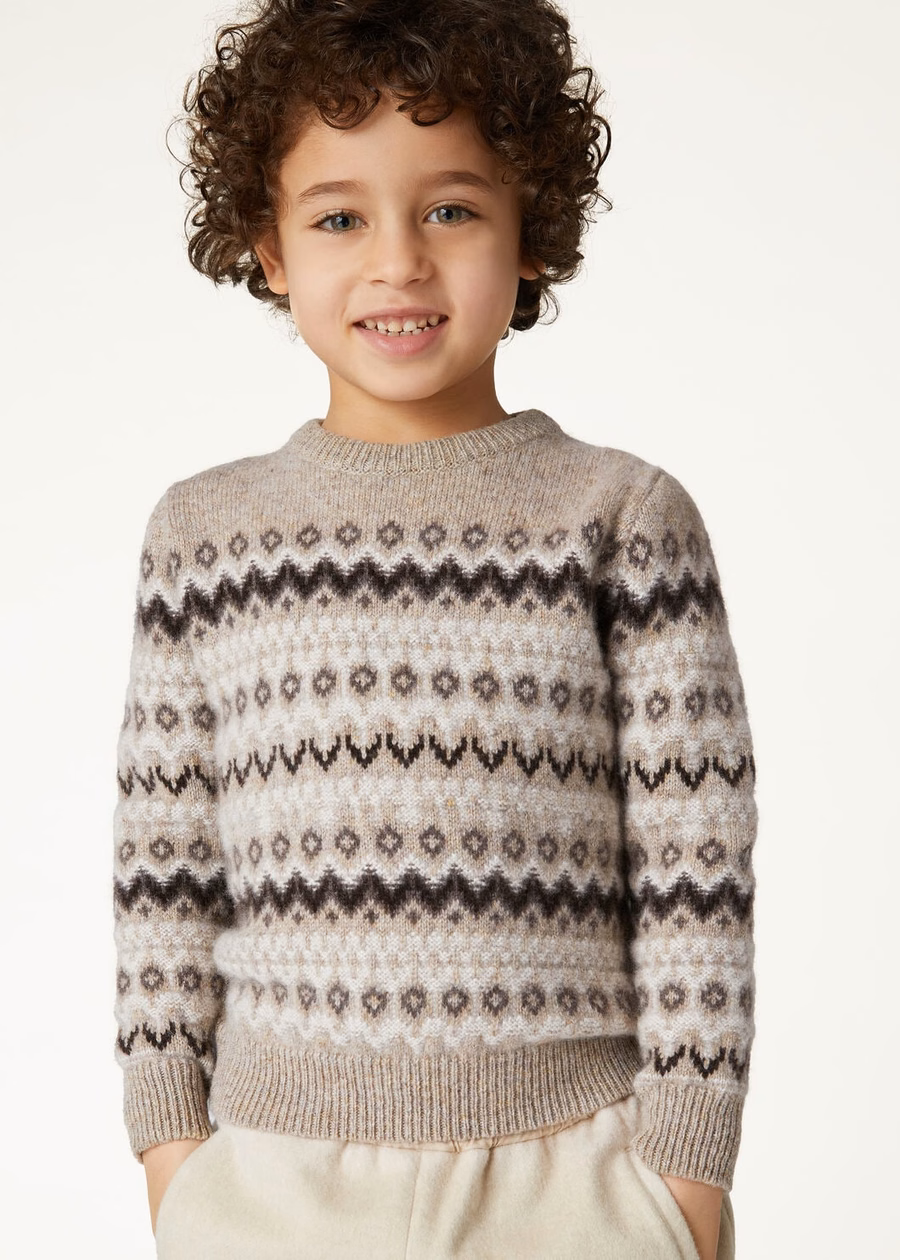 Camiseta infantil Alpe Pile de cashmere bege/metálica sombreada