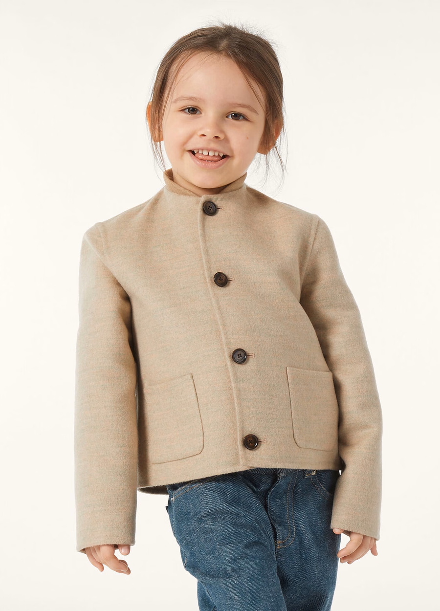 Jaqueta infantil Carla em cashmere rosa granito mesclado