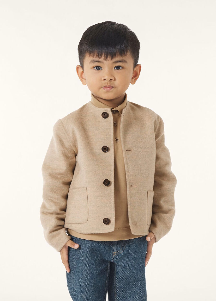 Jaqueta infantil Carla em cashmere rosa granito mesclado
