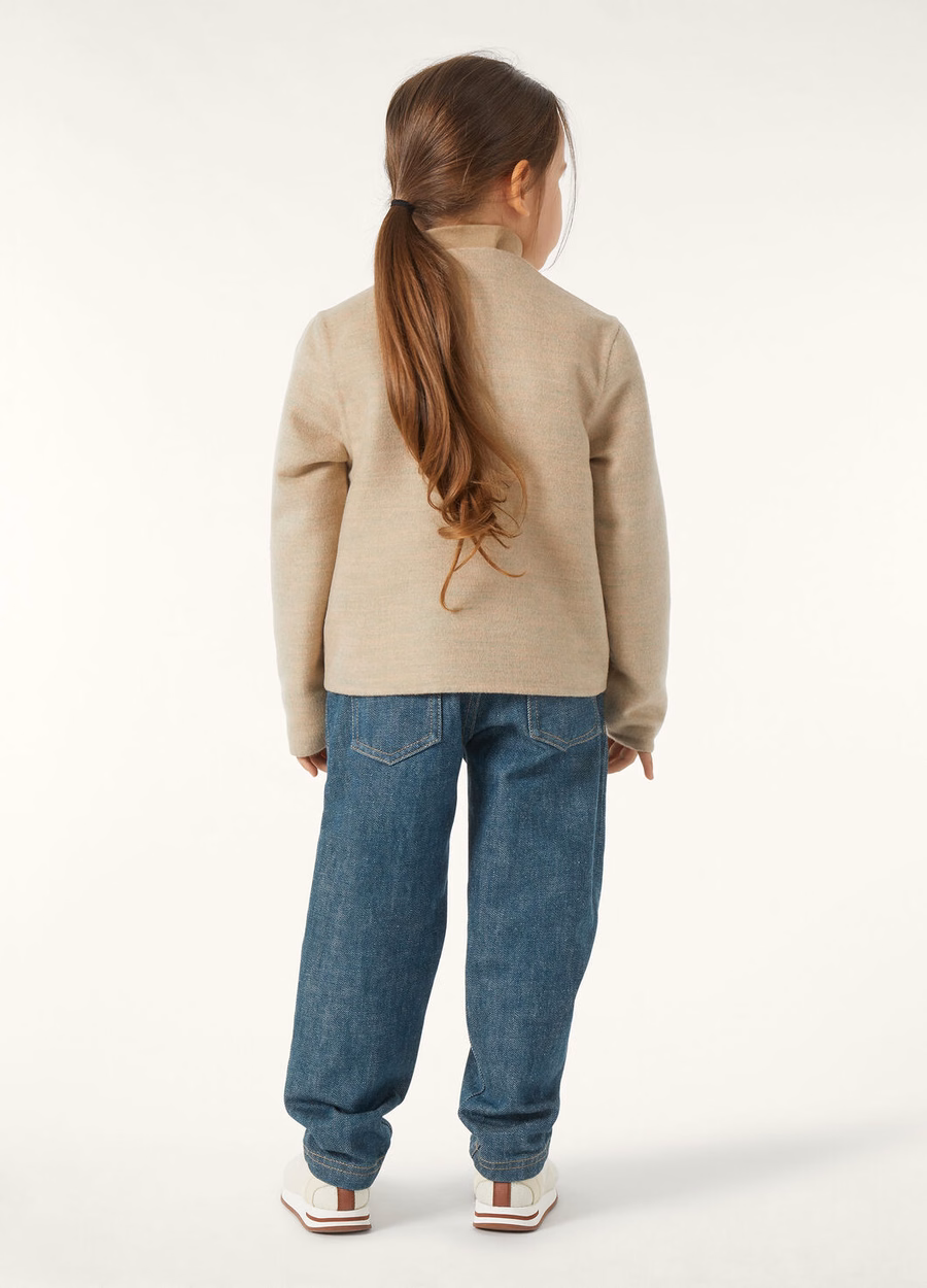 Jaqueta infantil Carla em cashmere rosa granito mesclado